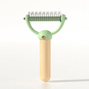 double-sided pet hair comb with wooden handle, view 7 - MRSLM