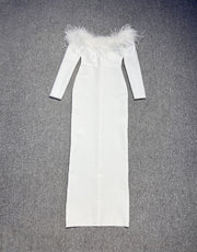 fur collar bandage dress, view 6 - MRSLM