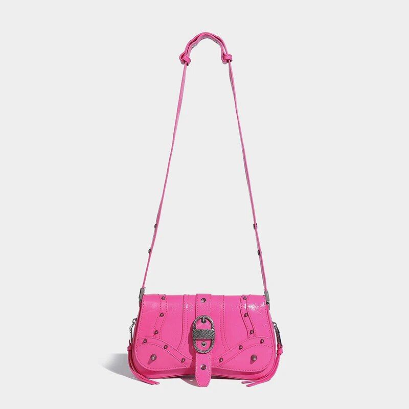 pink PU leather envelope shoulder bag, view 5 - MRSLM