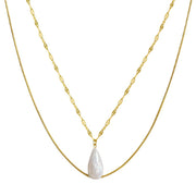 freshwater baroque pearl silver necklace, view 6 - MRSLM