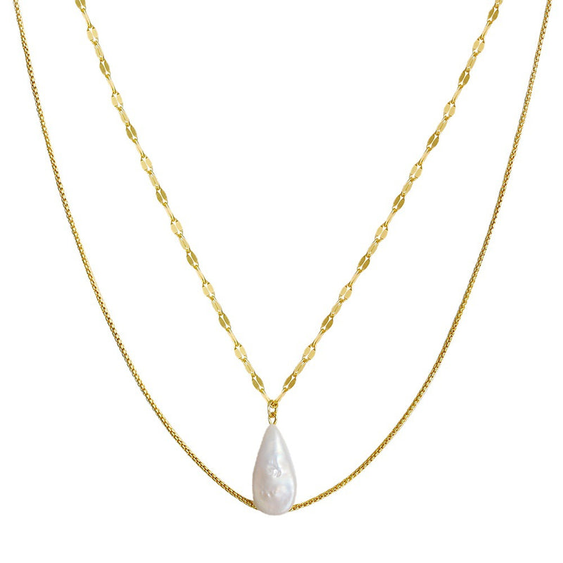 freshwater baroque pearl silver necklace, view 6 - MRSLM
