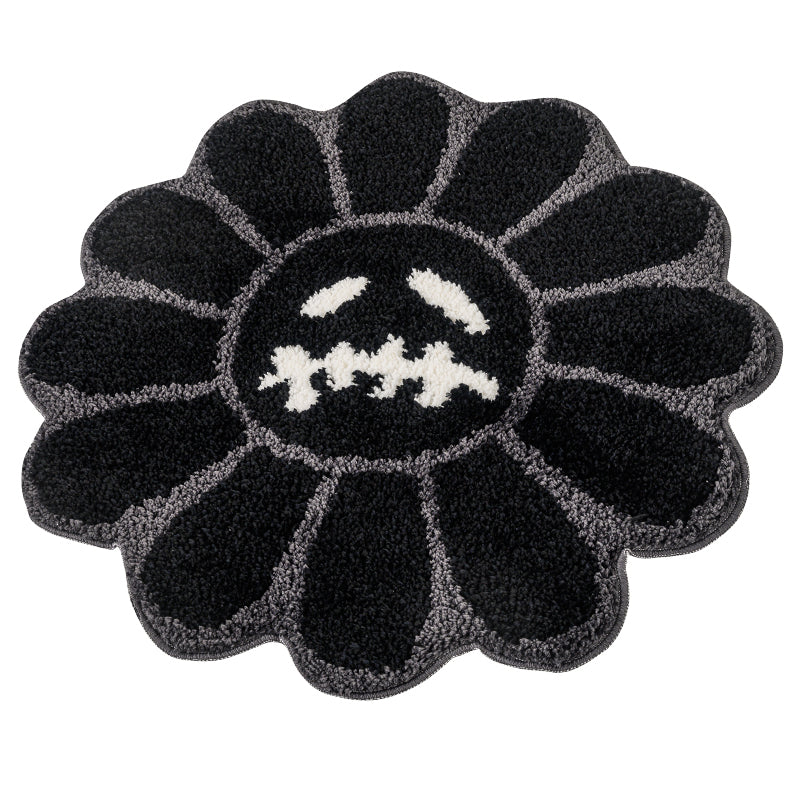 retro rainbow smiling face tufted rug, view 10 - MRSLM