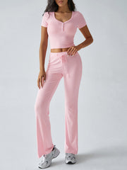 Women's solid color crew neck casual set, view 6 - MRSLM