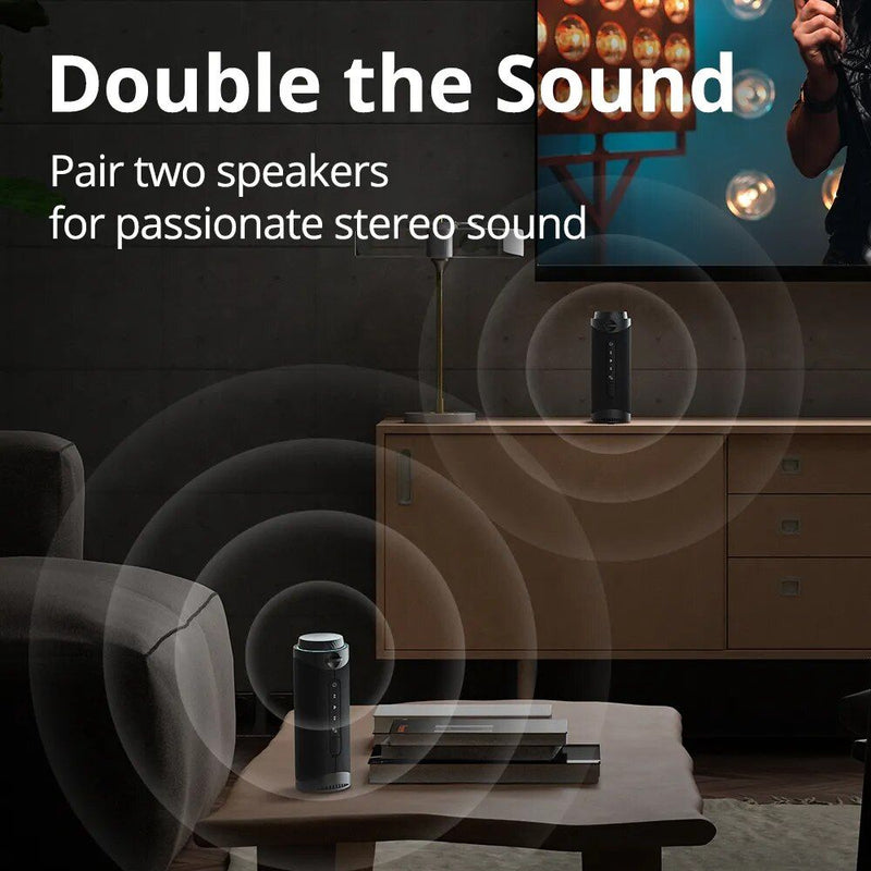 Portable Bluetooth Speaker with 360° Surround Sound, LED Modes & True Wireless Stereo for Camping