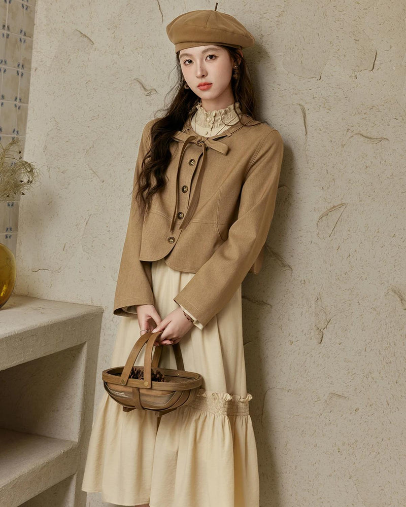 stand neck A-line dress, view 7 - MRSLM
