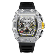 men's full diamond mechanical watch, view 9 - MRSLM