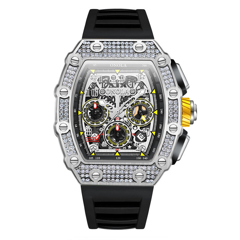 men's full diamond mechanical watch, view 9 - MRSLM