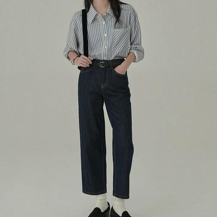 Elegant striped long sleeve blouse, view 5 - MRSLM