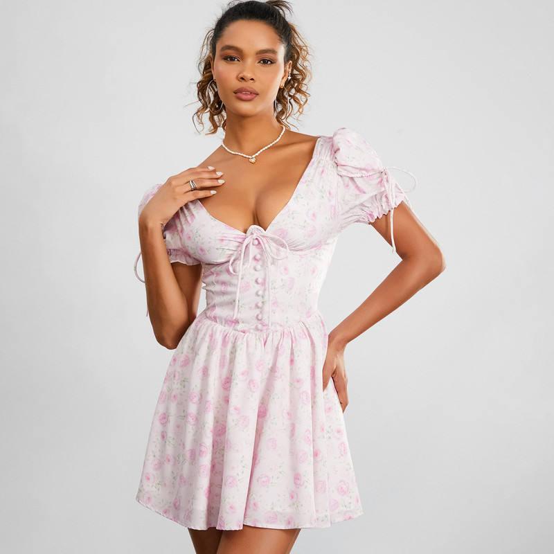 floral v-neck mini dress - MRSLM