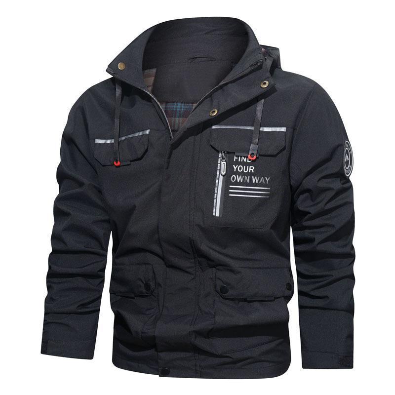 Men's hooded outdoor shell jacket, view 5 - MRSLM