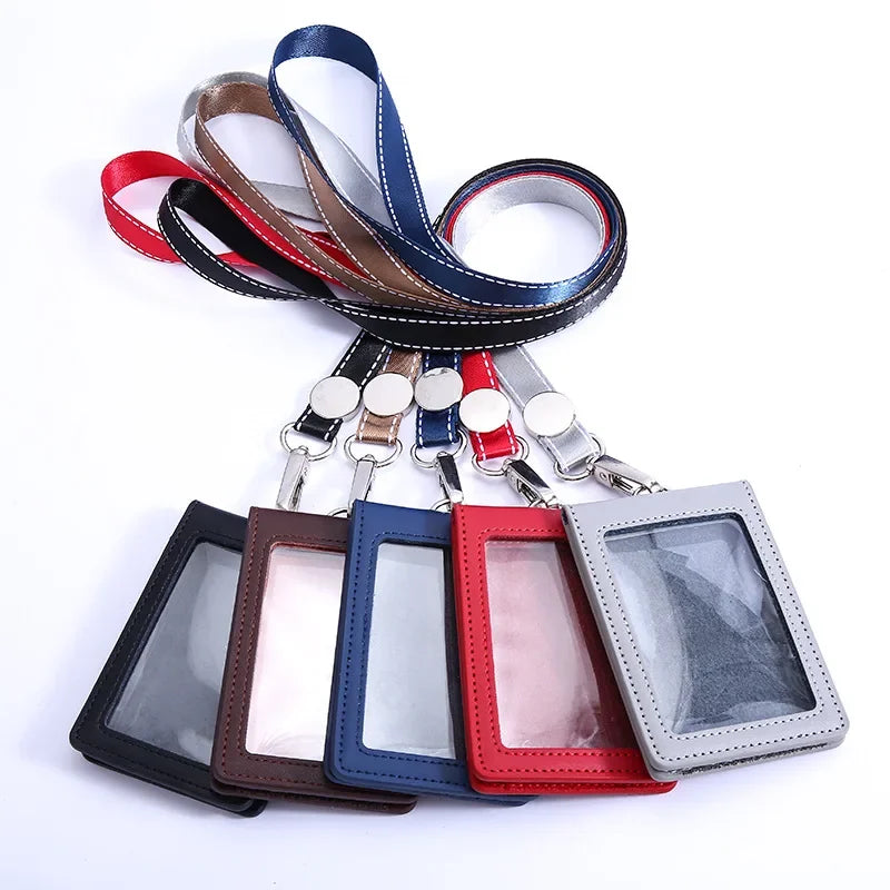 pu leather id holder with neck strap, view 8 - MRSLM