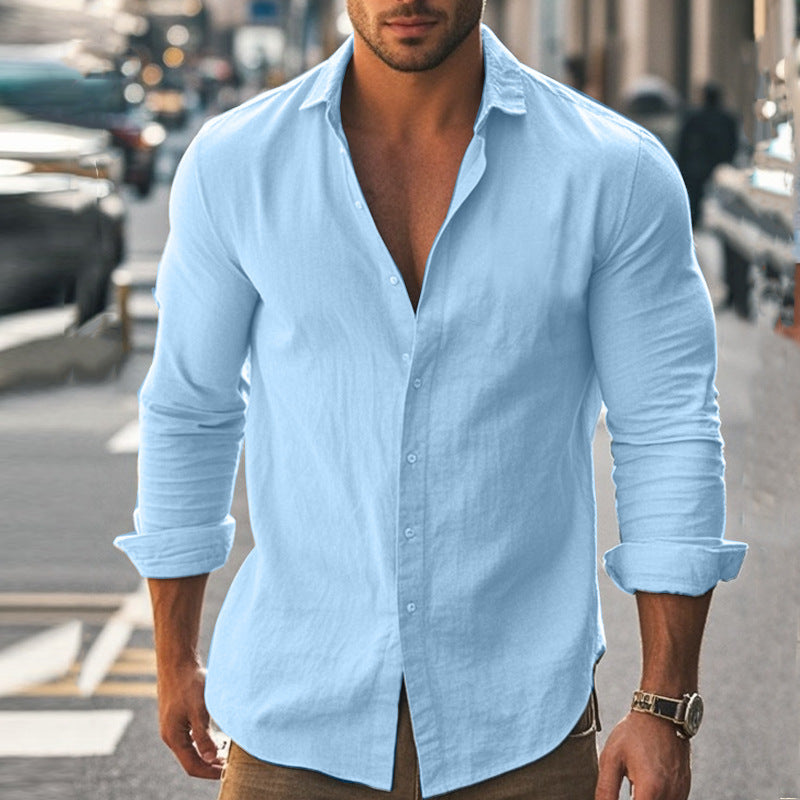 Men's loose cotton blend shirt - MRSLM