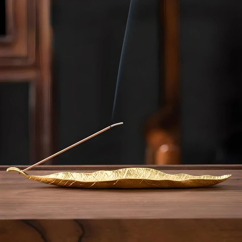 Bodhi leaf incense stick holder, view 4 - MRSLM