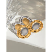 gold plated geometric oval earrings, view 4 - MRSLM