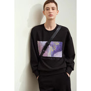 minimalist abstract print embroidered pullover sweatshirt, view 5 - MRSLM