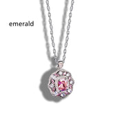 925 silver petal gem necklace, view 3 - MRSLM