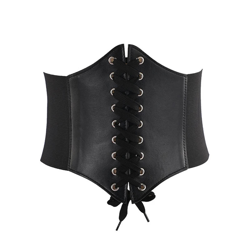 Wide faux leather corset belt, view 4 - MRSLM