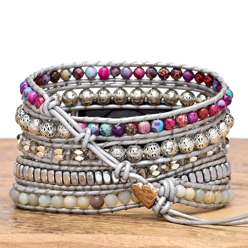 Purple emperor stone bohemian watch band, view 9 - MRSLM