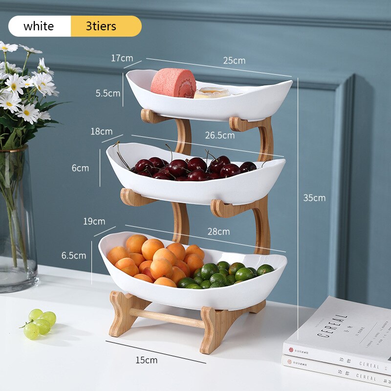 partitioned oval tiered serving plates, view 4 - MRSLM