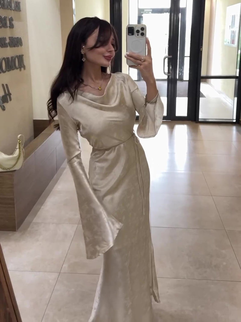 swing collar jacquard maxi dress - MRSLM