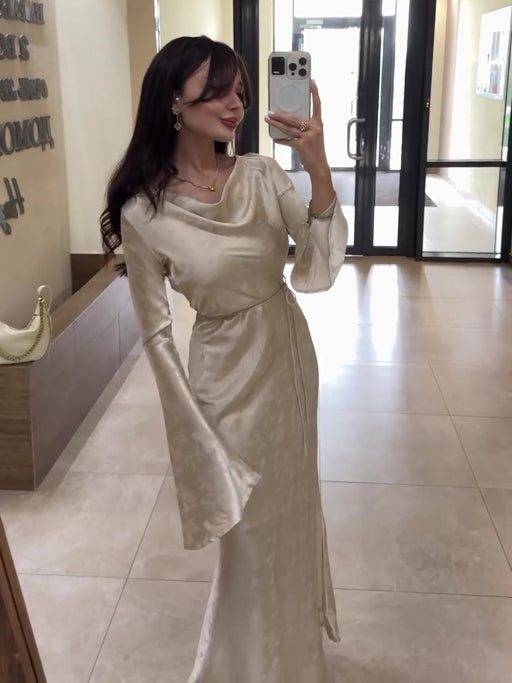 swing collar jacquard maxi dress - MRSLM