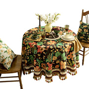 round tassel tablecloth dark brown, view 7 - MRSLM