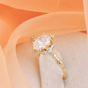 zircon water-drop gold plated ring, view 4 - MRSLM