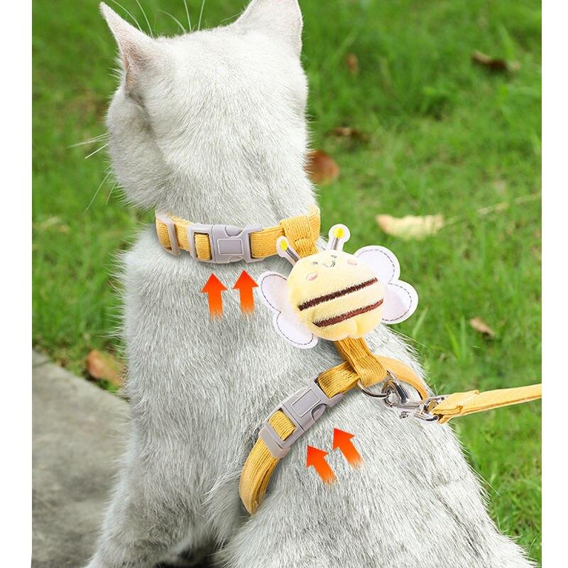 cute bee adjustable cat harness and leash, view 7 - MRSLM