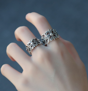 s925 sterling silver cross flower ring, view 2 - MRSLM