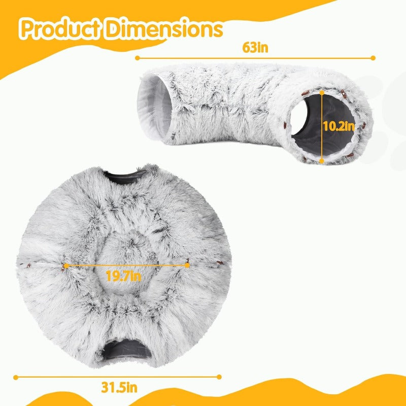 plush cat bed with tunnel, view 6 - MRSLM