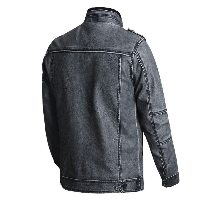 thick pu leather coat, view 6 - MRSLM