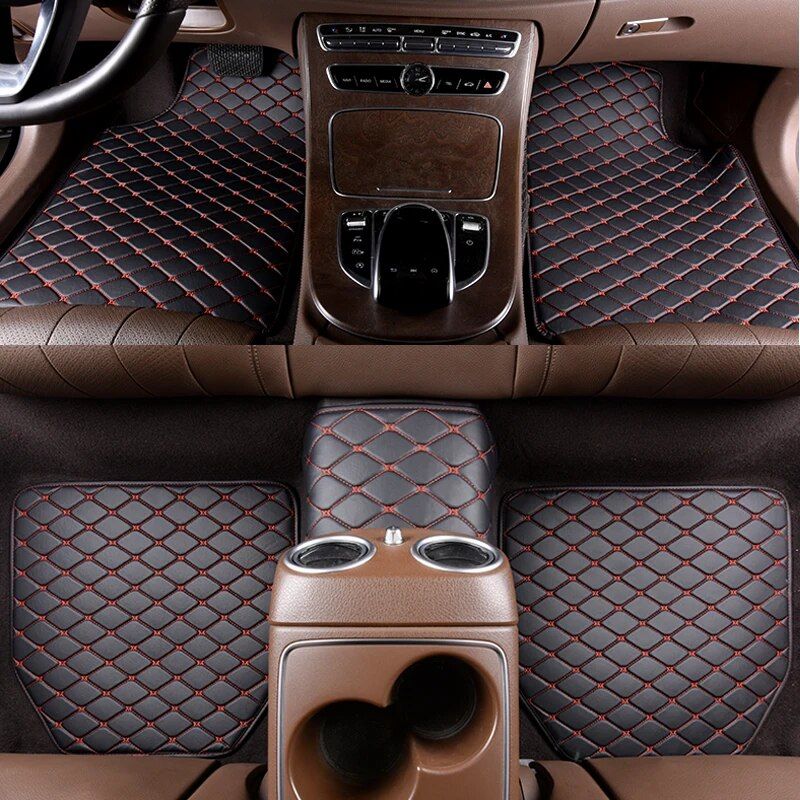 Universal Luxe Leather Car Floor Mats - Waterproof & Scratch-Resistant 5Pc Set