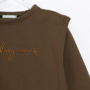 women's short padded shoulder loose sweatshirt, view 7 - MRSLM