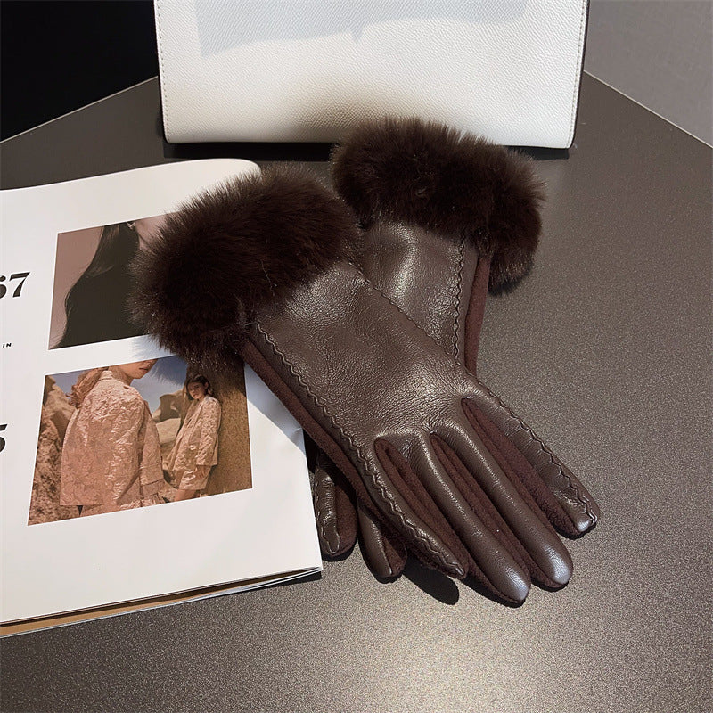 PU leather suede touch screen gloves, view 2 - MRSLM