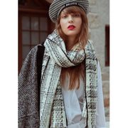 plaid wool scarf pashmina shawl, view 4 - MRSLM