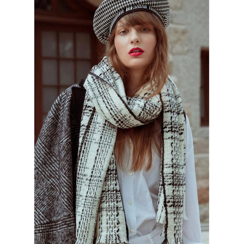 plaid wool scarf pashmina shawl, view 4 - MRSLM