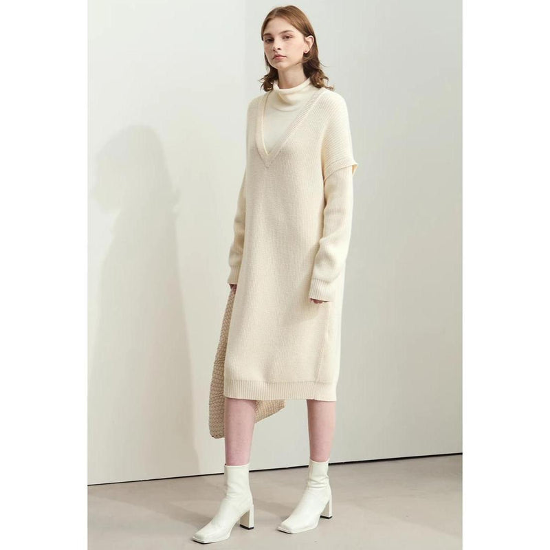 women's midi knitted dress, view 3 - MRSLM