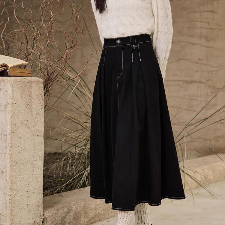 high waist pleated denim skirt - MRSLM