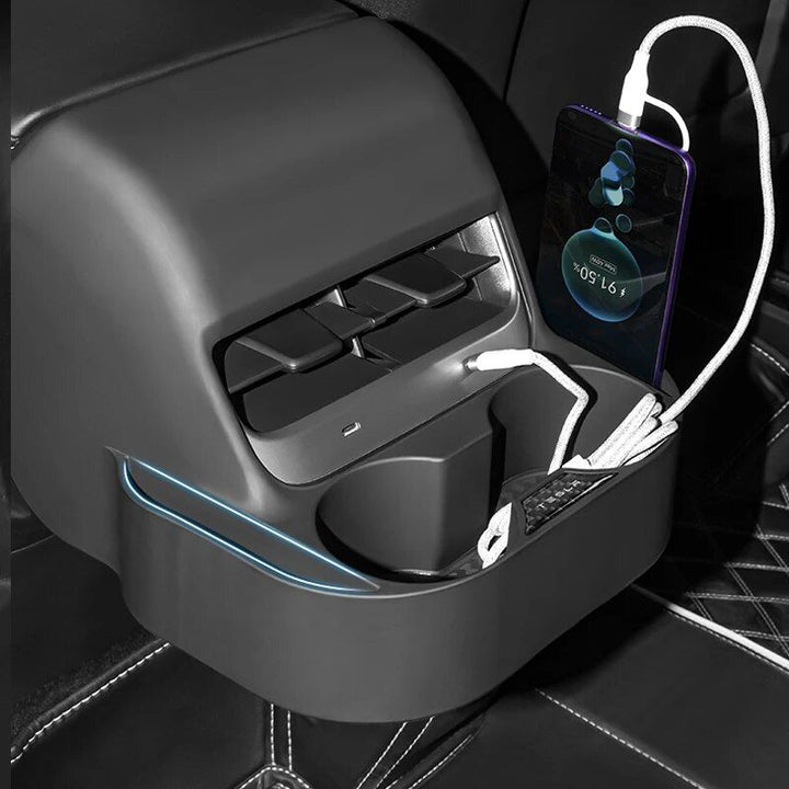 Multi-Function Rear Seat Air Vent Cup Holder for Tesla Model 3 & Model Y (2019-2023)