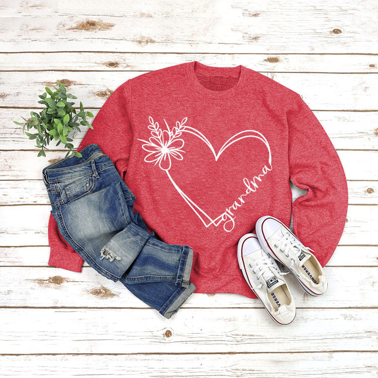 grandma printed loose long sleeve sweatshirt, view 3 - MRSLM