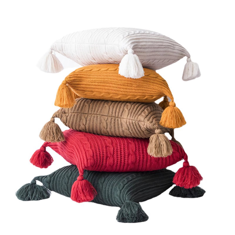 tassel stripe cushion cover, view 7 - MRSLM
