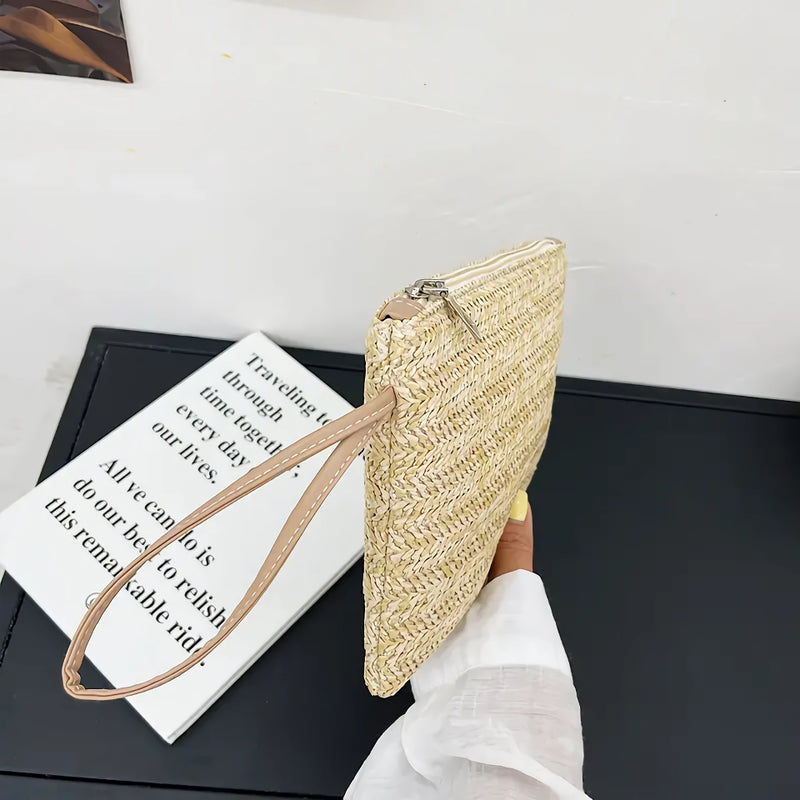 bohemian straw woven clutch, view 7 - MRSLM