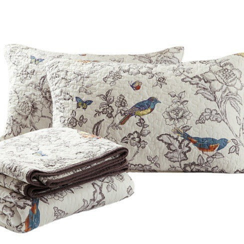 Pure cotton three-piece floral bedding set, view 5 - MRSLM
