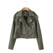 washed motorcycle jacket for women, view 17 - MRSLM