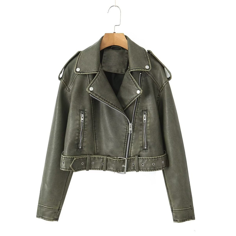 washed motorcycle jacket for women, view 17 - MRSLM