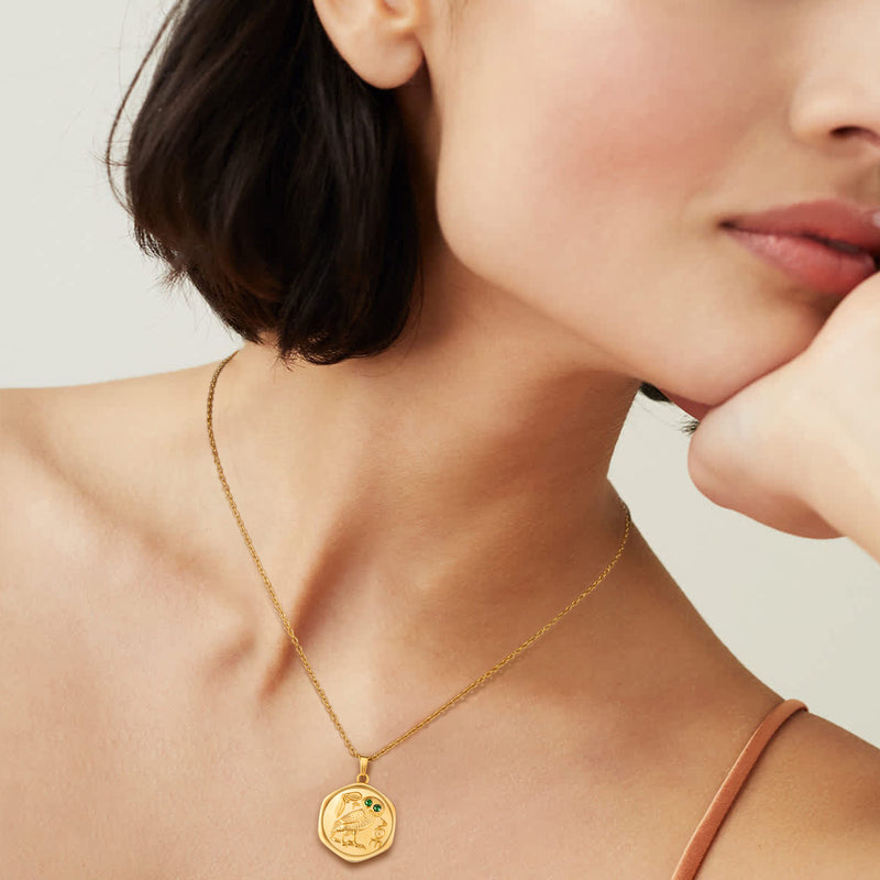 women's retro coin pendant necklace, view 2 - MRSLM
