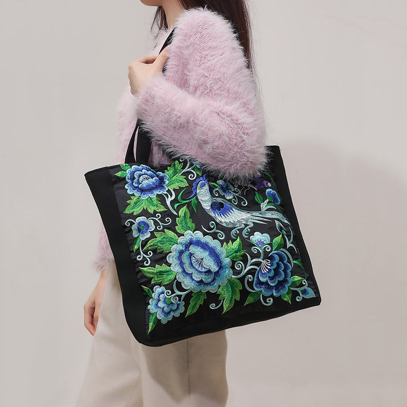 phoenix embroidered shoulder bag, view 5 - MRSLM
