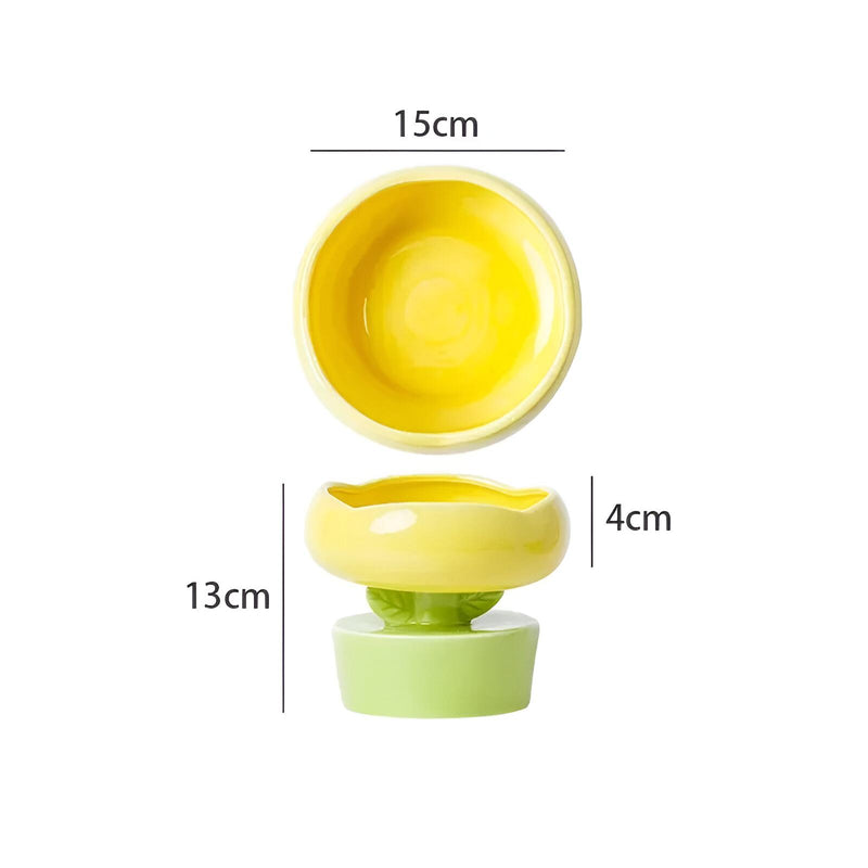 flower-shaped ceramic cat bowl, view 3 - MRSLM