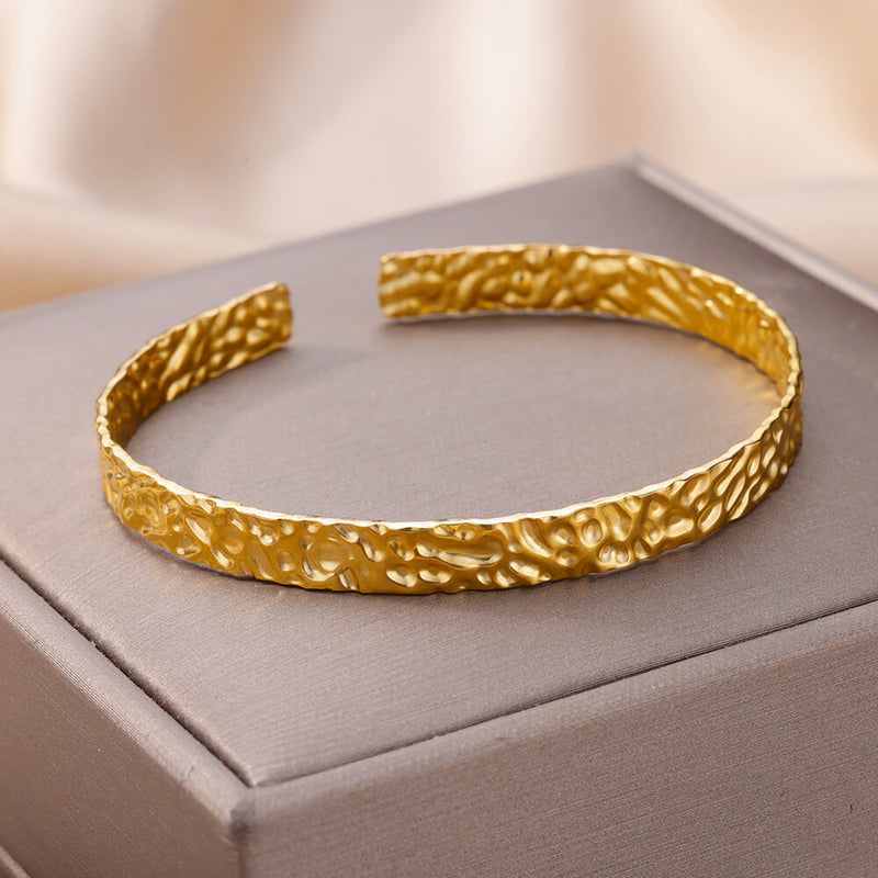 gold adjustable stainless steel cuff bracelet, view 4 - MRSLM