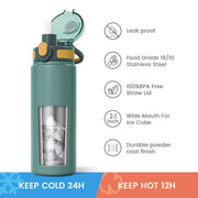 stainless steel thermos bottle with straw, view 10 - MRSLM